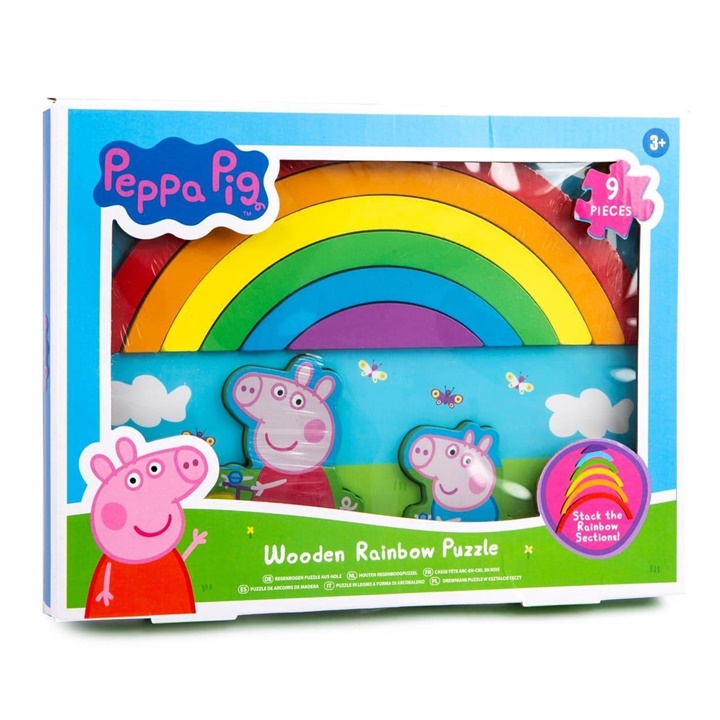 3D dřevěné duhové puzzle PEPPA PIG souprava