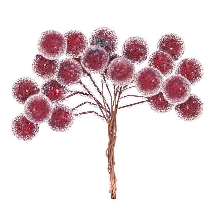 3D ozdobné větvičky červených bobulí vánoční dekorace
