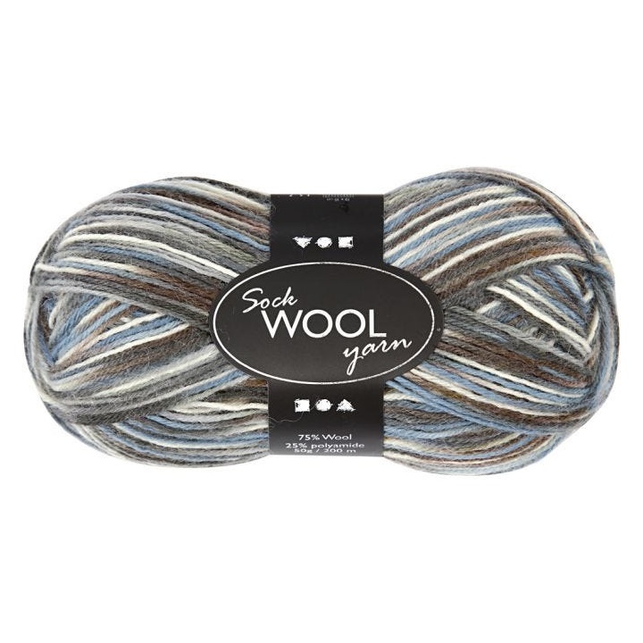 Tenká vlna - ponožková 200 m/modro-šedá příze na pletení 50 g