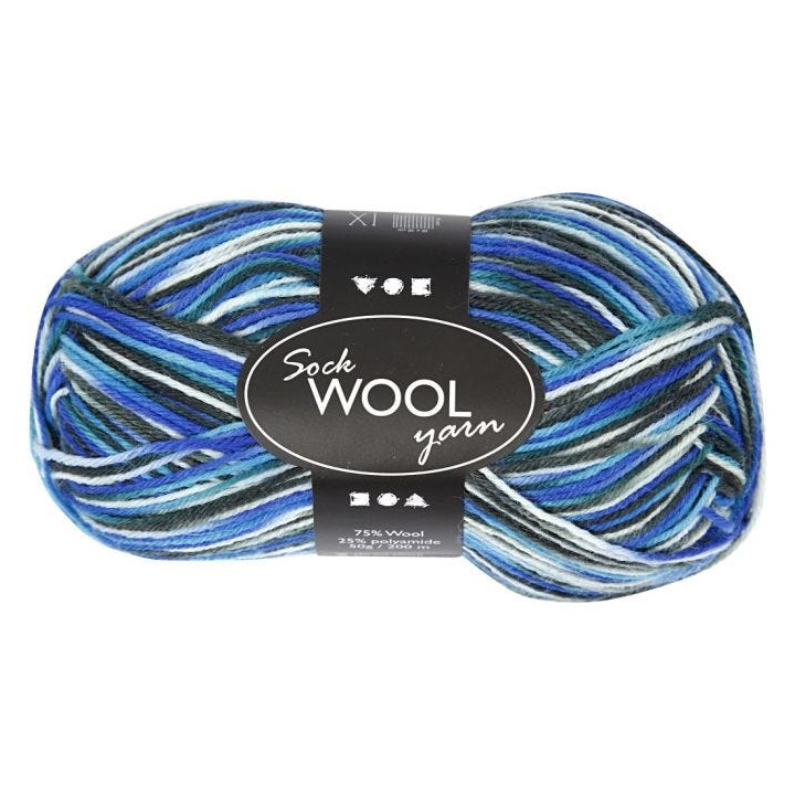 Tenká vlna - ponožková 200 m/modro-tyrkysová příze na pletení 50 g