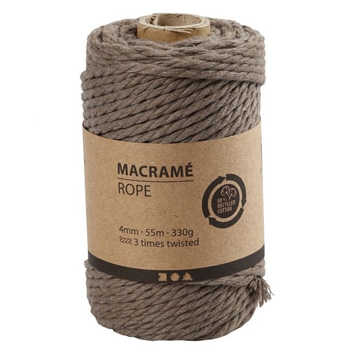 Šňůra na macramé 4 mm x 55 m / světle hnědá provázek na zaplétání