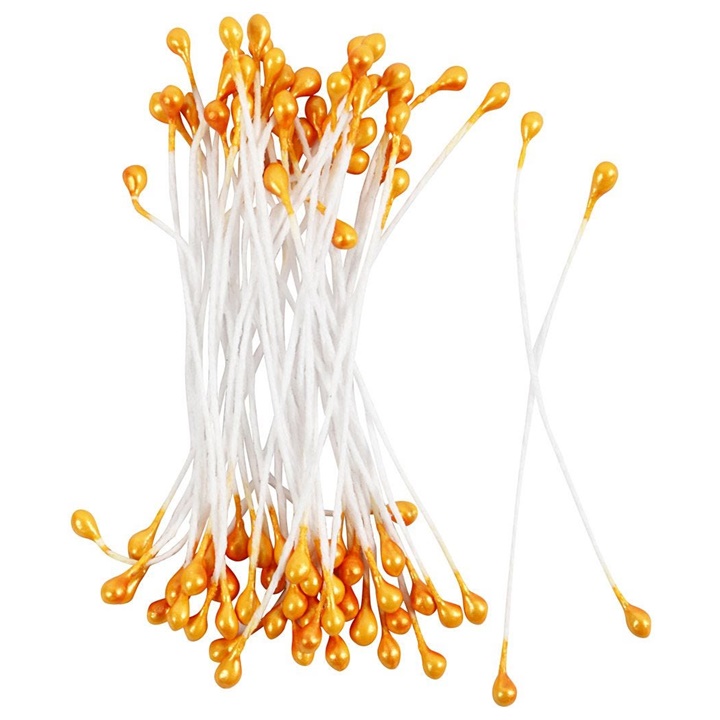 Květinové tyčinky 100 ks / perleťová oranžová dekorační materiál