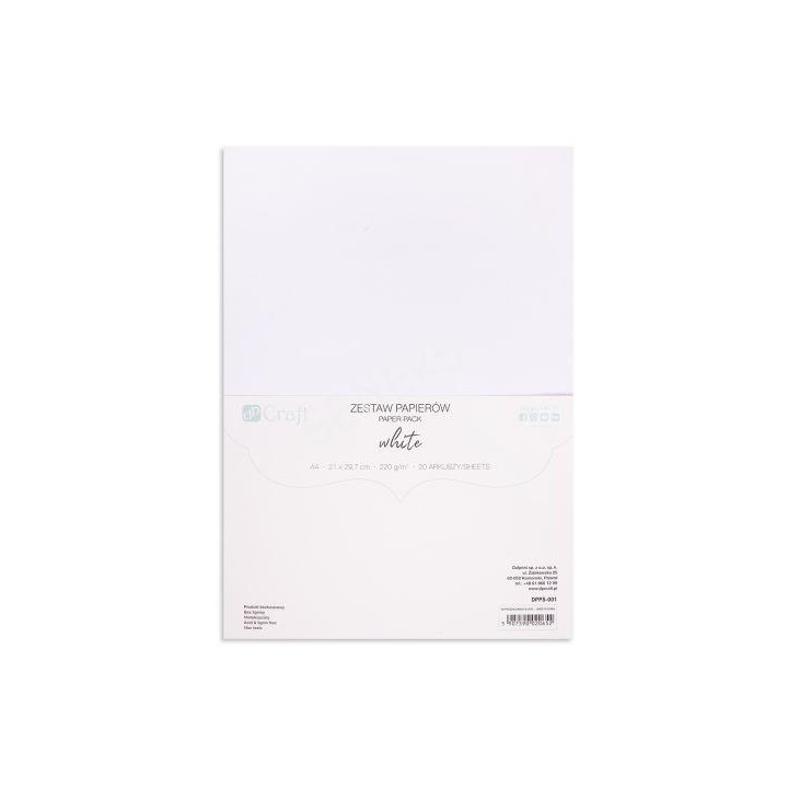 Sada barevných papírů DP Craft - 20 ks / white hrubé barevné papíry