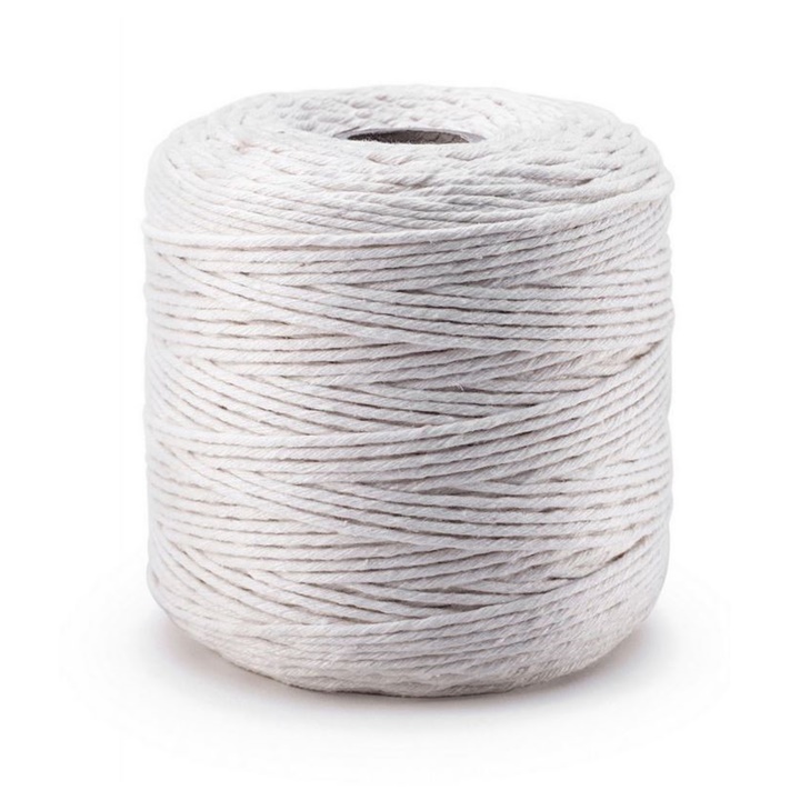 Bavlněná šňůrka na macramé 2 mm bílá - DP Craft / 500 g macramé provázek