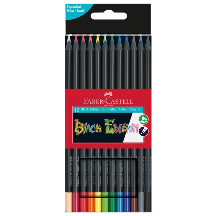 Barevné pastelky Faber-Castell Black Edition / set 12 ks barevné tužky Faber-Castell