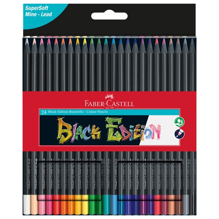 Barevné pastelky Faber-Castell Black Edition / set 24 ks barevné tužky Faber-Castell