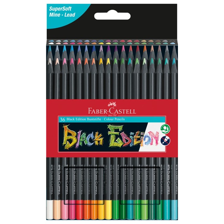 Barevné pastelky Faber-Castell Black Edition / set 36 ks barevné tužky Faber-Castell
