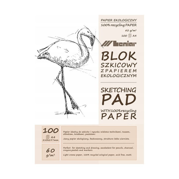 Skicovací blok 50 listový krémový - 420 x 594 mm blok papírů na skicování Leniar