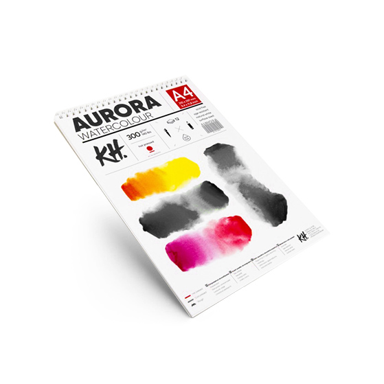 Levně Akvarelový blok AURORA hot press se spirálou - 12 listový