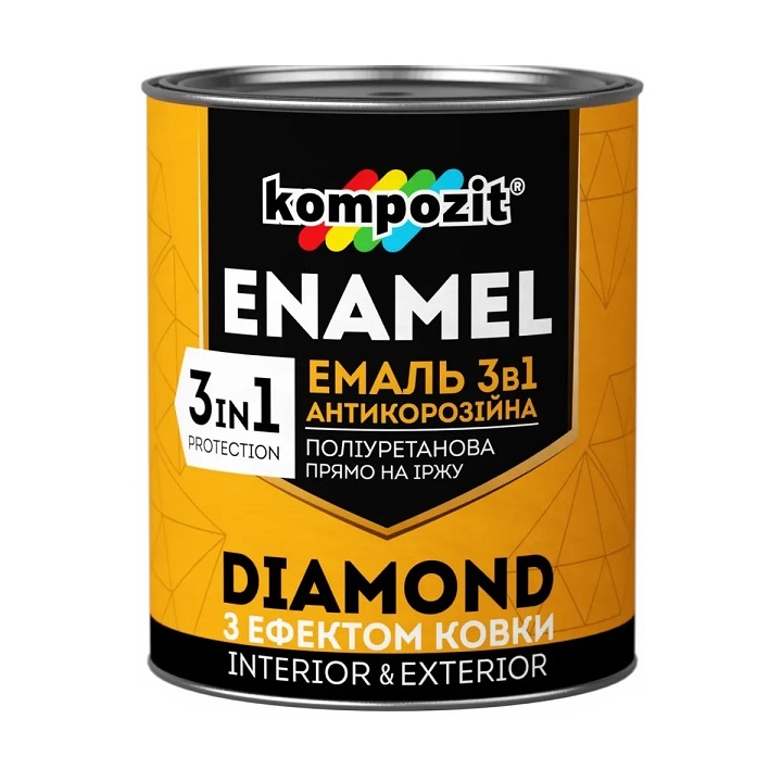 Antikorozní smalt 3 v 1 KOMPOZIT DIAMOND 2,5 l | Černá smaltovací barva ENAMEL
