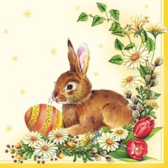 Ubrousky na dekupáž Easter Egg and Hare Yellow - 1 ks