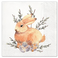 Ubrousky na dekupáž Watercolor Bunny - 1 ks