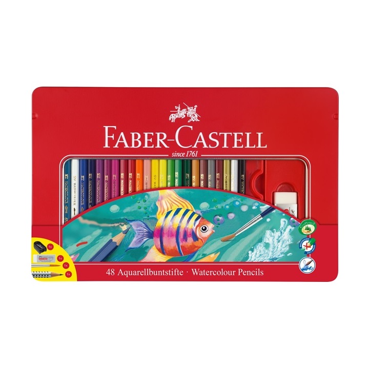 Levně Pastelky Faber-Castell akvarelové set 48 barevné v plechu