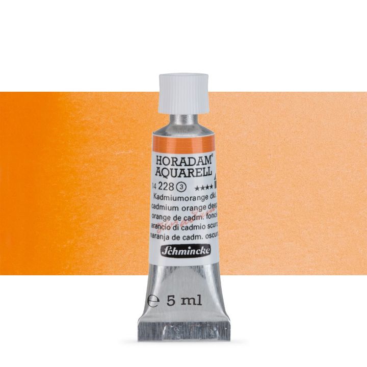 Schmincke Horadam akvarelové barvy v tubě 5 ml | 228 cadmium deep oranžová profesionální akvarelové barvy