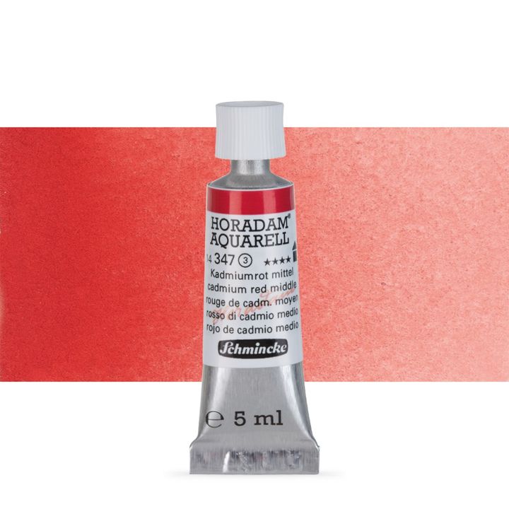 Schmincke Horadam akvarelové barvy v tubě 5 ml | 347 cadmium středně červená profesionální akvarelové barvy