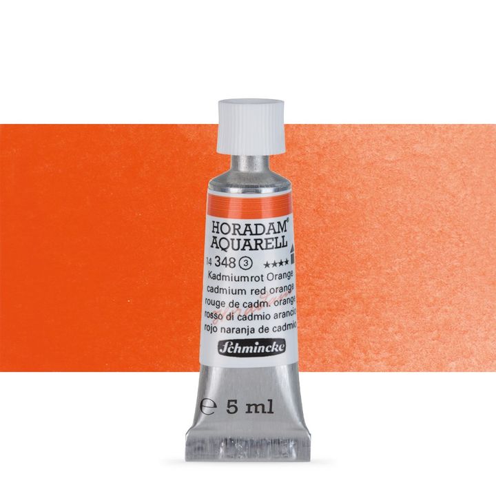 Schmincke Horadam akvarelové barvy v tubě 5 ml | 348 cadmium oranžovočervená profesionální akvarelové barvy