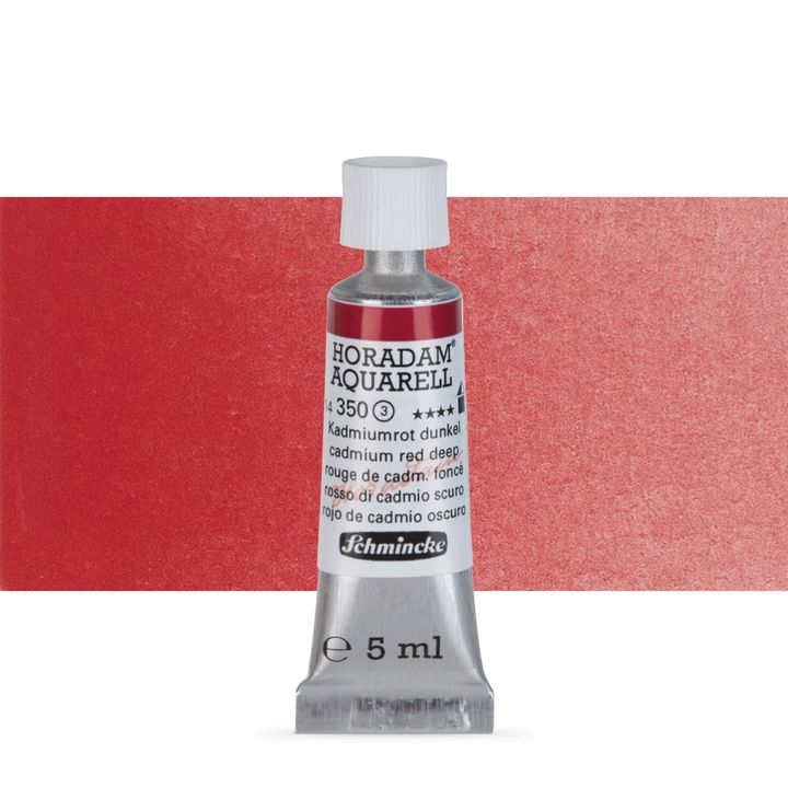 Schmincke Horadam akvarelové barvy v tubě 5 ml | 350 cadmium deep červená profesionální akvarelové barvy