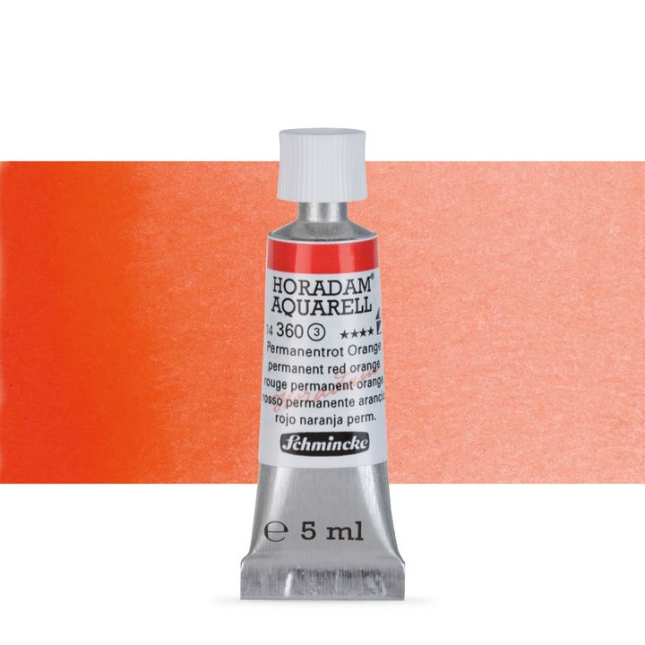 Schmincke Horadam akvarelové barvy v tubě 5 ml | 360 permanentní červenooranžová profesionální akvarelové barvy
