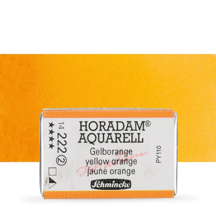 Schmincke Horadam akvarelové barvy v celé pánvičce | 222 oranžovožlutá profesionální akvarelové barvy