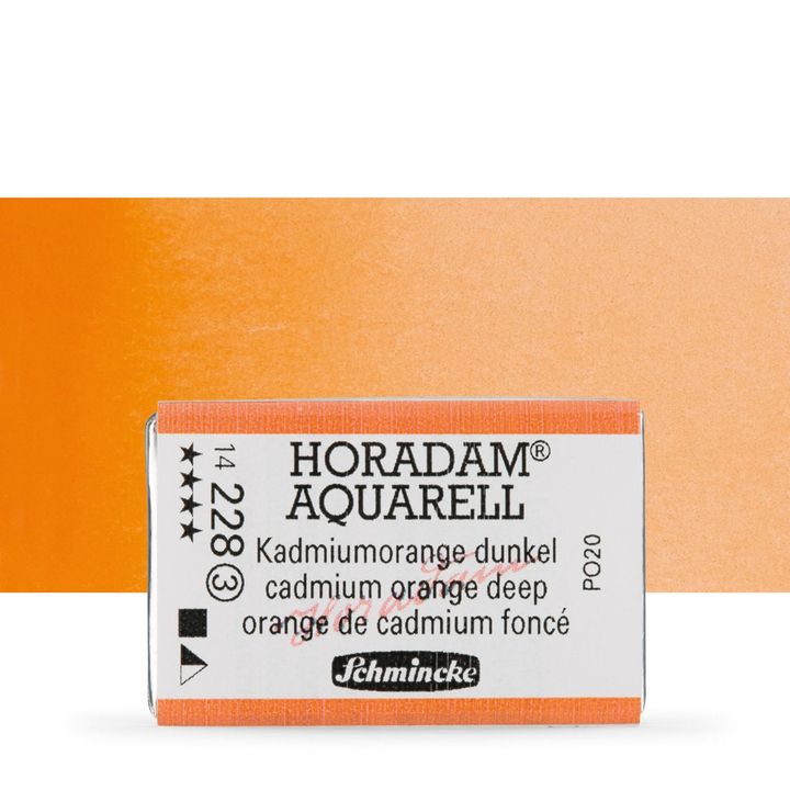 Schmincke Horadam akvarelové barvy v celé pánvičce | 228 sytě oranžová cadmium profesionální akvarelové barvy