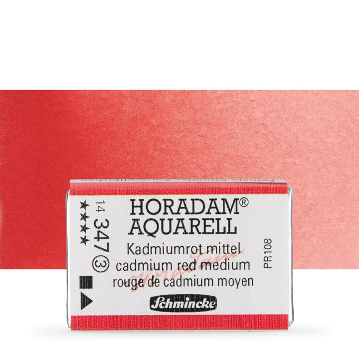Schmincke Horadam akvarelové barvy v celé pánvičce | 347 cadmium středněčervená profesionální akvarelové barvy