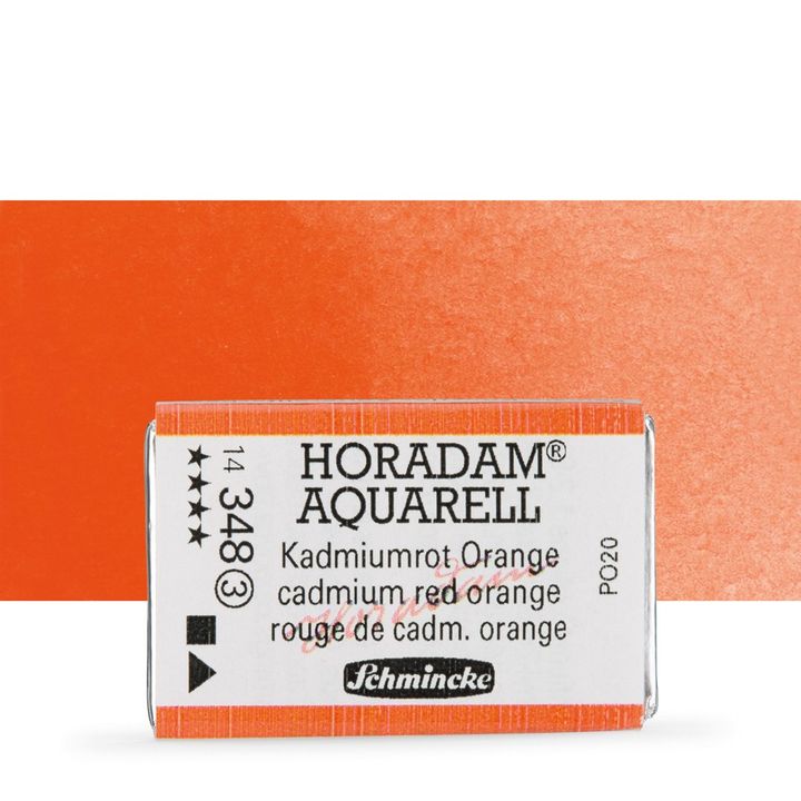 Schmincke Horadam akvarelové barvy v celé pánvičce | 348 cadmium oranžovočervená profesionální akvarelové barvy