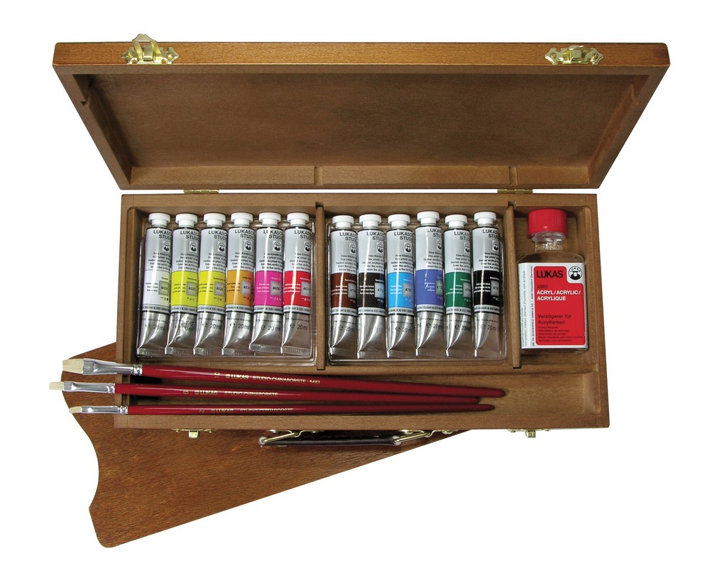 Levně Sada akrylových barev Lukascryl Studio 12x20 ml v dřevěném kufříku