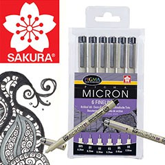 Sada technických per SAKURA Pigma Micron / 6 dílná