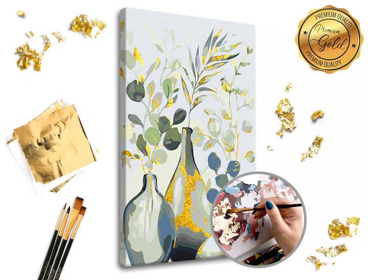 Malování podle čísel PREMIUM GOLD – Kousek přírody 40x60 cm Sada na malování podle čísel ARTMIE se zlatými plátky