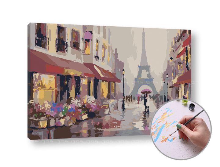 Levně Malování podle čísel DÉŠŤ V PAŘÍŽI – nízká náročnost (Sada na malování)