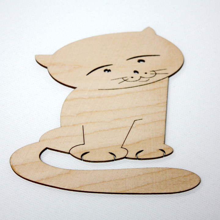 Podložka pod pohár / Zvířecí motiv: kočka dřevěné výřezy z překližky