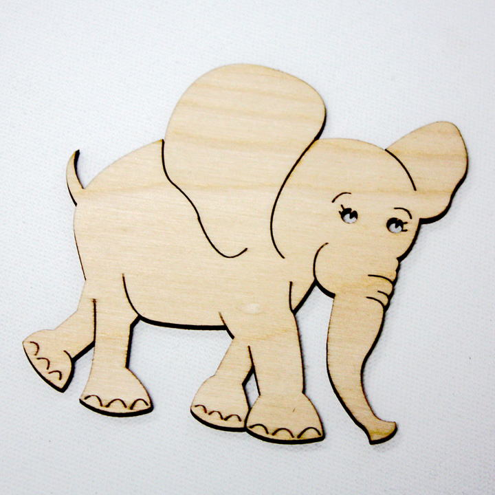 Podložka pod pohár / Zvířecí motiv: slon dřevěné výřezy z překližky