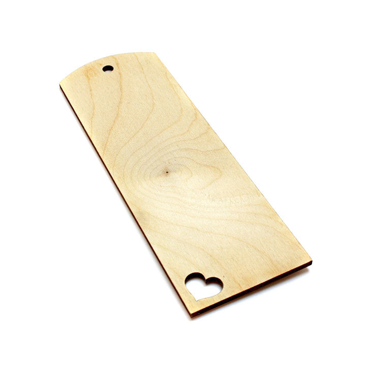 Dřevěná záložka do knihy se srdíčkem - 14,5 x 5 cm dřevěné výřezy z překližky