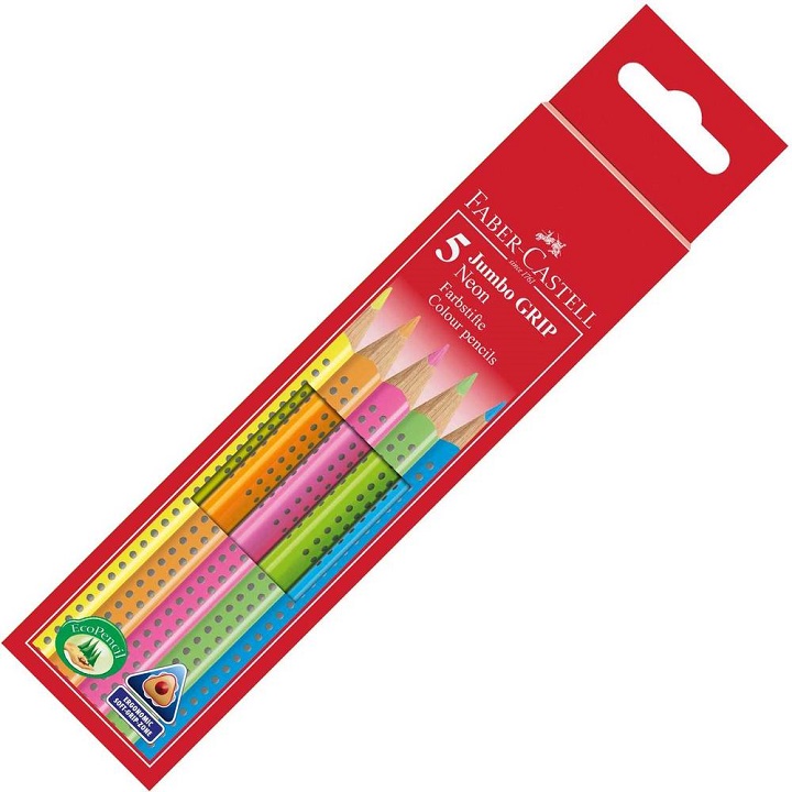 Levně Barevné tužky Jumbo Grip Neon / 5 ks