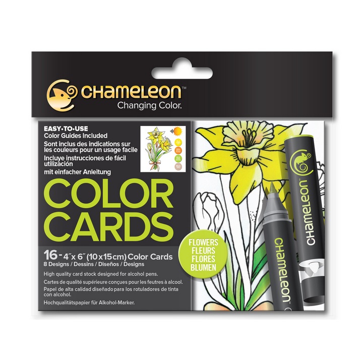 Chameleon Flowers kartičky na vymalování - 16 ks kartičky color cards Chameleon