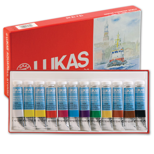 Levně Akvarelové barvy LUKAS STUDIO 12x10ml - papírová krabice - sada