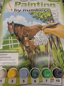 Levně Kreatívní set na malováni - Kůň a hříbě (sada na malování podle čísel)