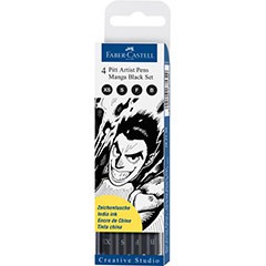 PITT umělecké pera Manga Black set. Etui 4ks [B. F. S. XS]