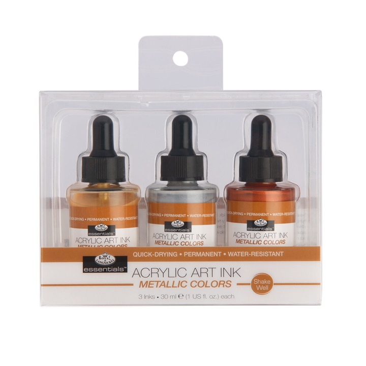 Akrylový inkoust Royal & Langnickel metalické barvy 3 x 30 ml