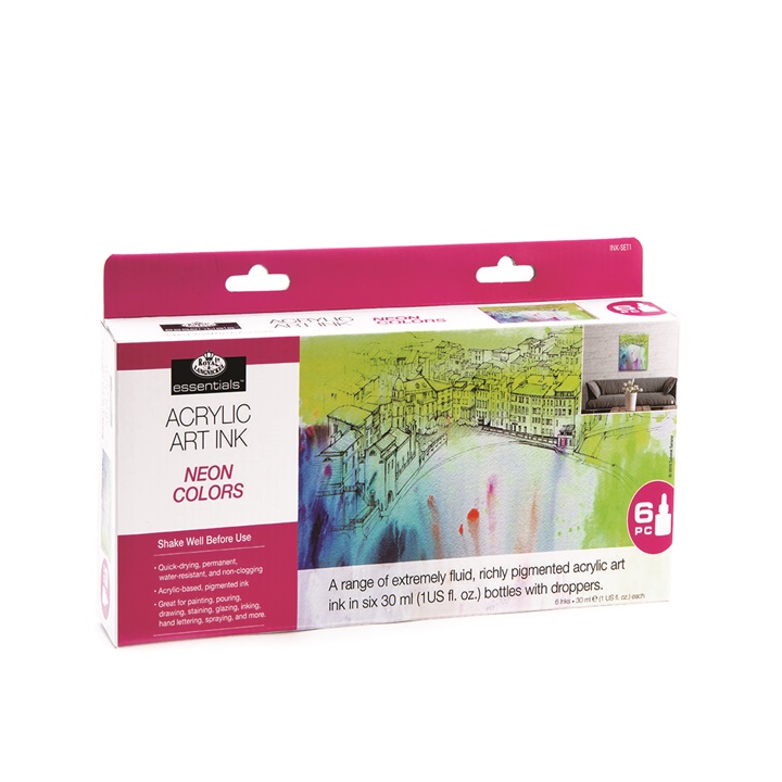 Levně Akrylový inkoust Royal & Langnickel neonové barvy 6 x 30 ml (set)