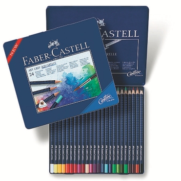Levně Akvarelové pastelky Art Grip set 24 barevné - plech (Faber Castel -)