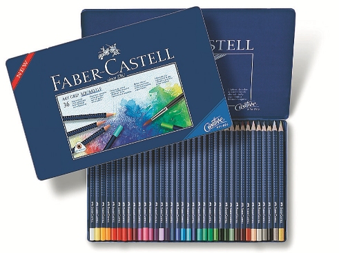 Levně Akvarelové pastelky Art Grip set 36 barevné - plech (Faber Castel -)