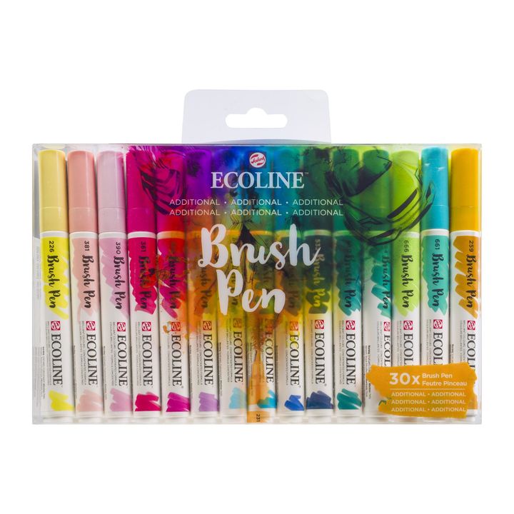 Levně Akvarelové tužky Ecoline Brush Pen Additional | Sada 30 kusů
