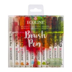 Akvarelové tužky Ecoline Brush Pen Architect | Sada 10 kusů