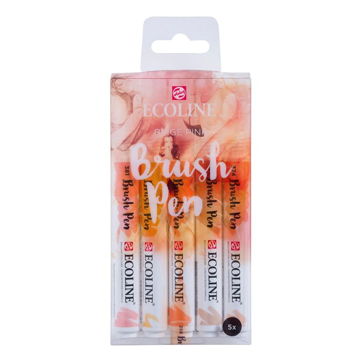 Levně Akvarelové tužky Ecoline Brush Pen Beige Pink | Sada 5 kusů