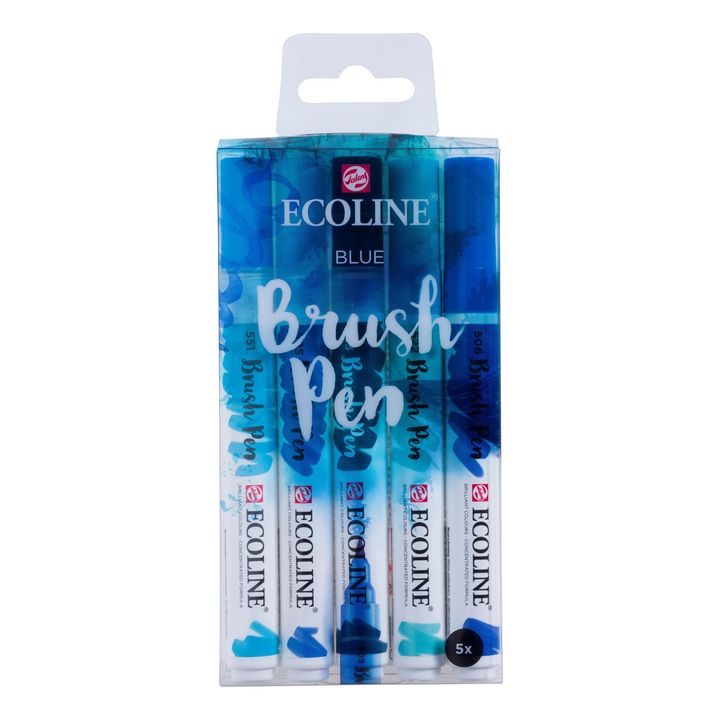 Levně Akvarelové tužky Ecoline Brush Pen Blue | Sada 5 kusů