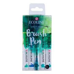 Akvarelové tužky Ecoline Brush Pen Green Blue | Sada 5 kusů