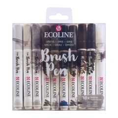Akvarelové tužky Ecoline Brush Pen Greys | Sada 10 kusů