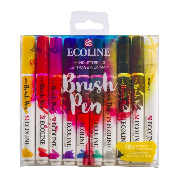 Akvarelové tužky Ecoline Brush Pen Hand Lettering | Sada 10 kusů Akvarelové fixy Royal Talens