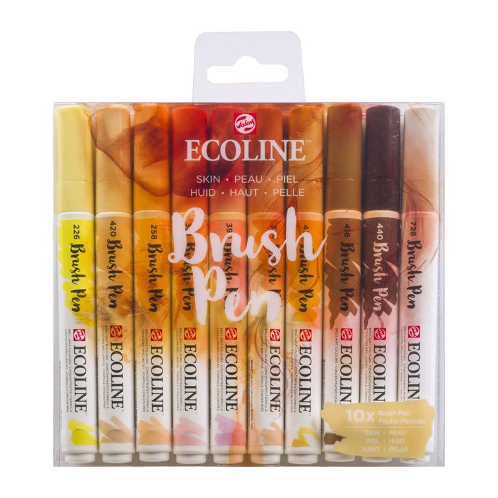 Akvarelové tužky Ecoline Brush Pen Skin | Sada 10 kusů Akvarelové fixy Royal Talens